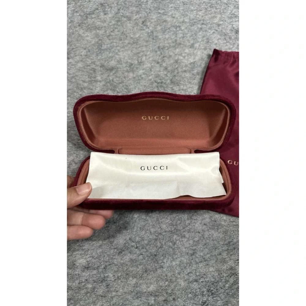 Gucci Case Burgundy Velvet Hard Sun Glasses Case Luxury Storage Box